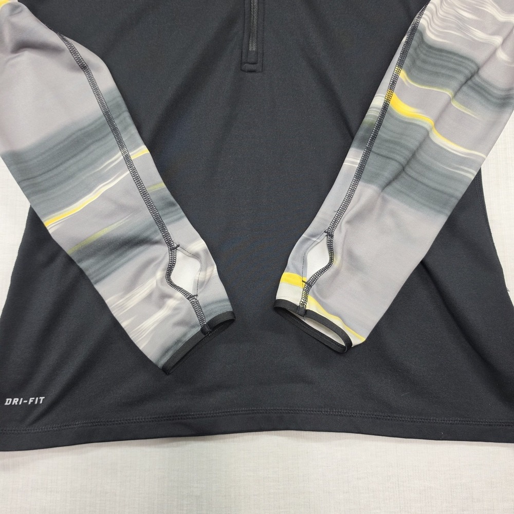 Nike Pro Black Grey Yellow Livestrong 1/4 Zip Long Sleeve L Athleisure Athletic - Picture 4 of 11